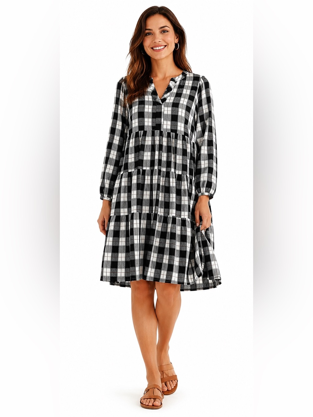ANTHROPOLOGIE  Maeve 100% Viscose Tiered Plaid Midi Dress Partly Lined XS NWT